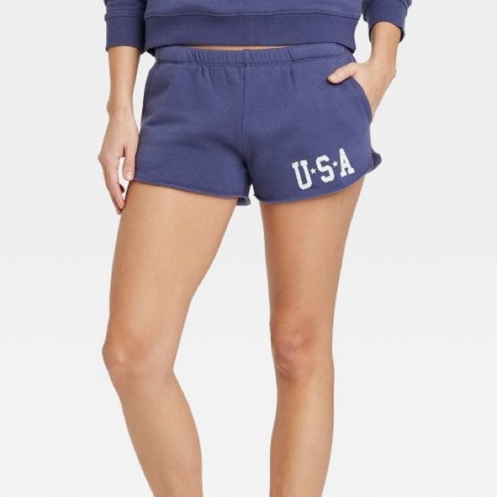 Blue USA Graphic Jogger Shorts